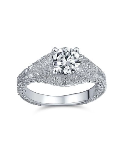 Bling Jewelry Cubic Zirconia Ribbon Bow Ring, Sterling Silver