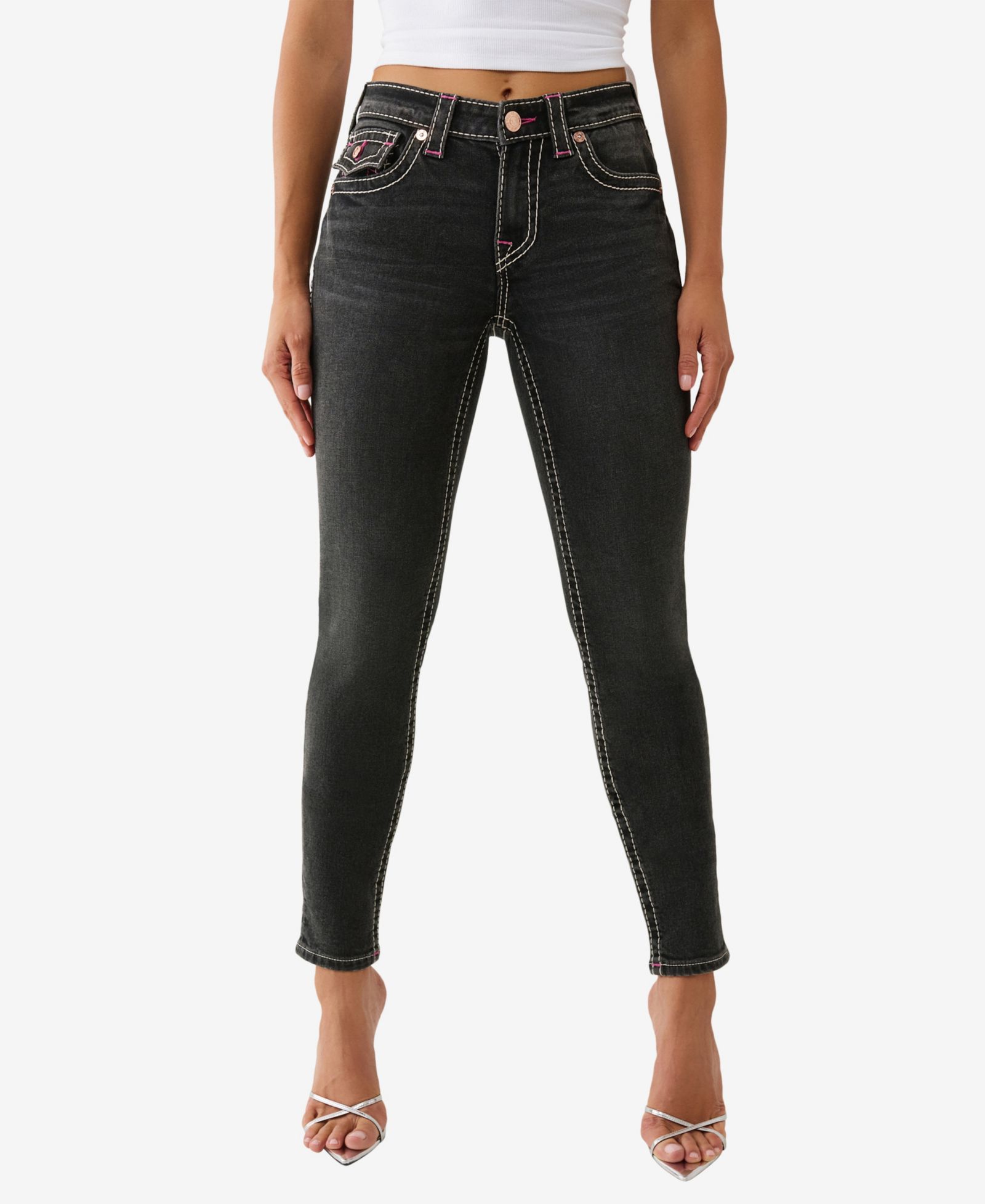 True Religion Women's Jennie Skinny Big T Flap Jeans