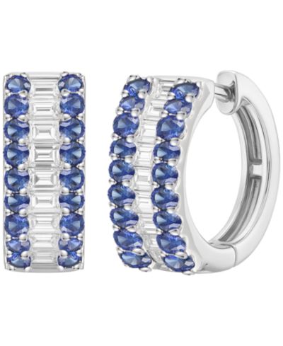 Macy's Gemstone and Diamond Hoop Earrings (1/4 ct. t.w.) in 14K Gold (also in 14K White Gold)