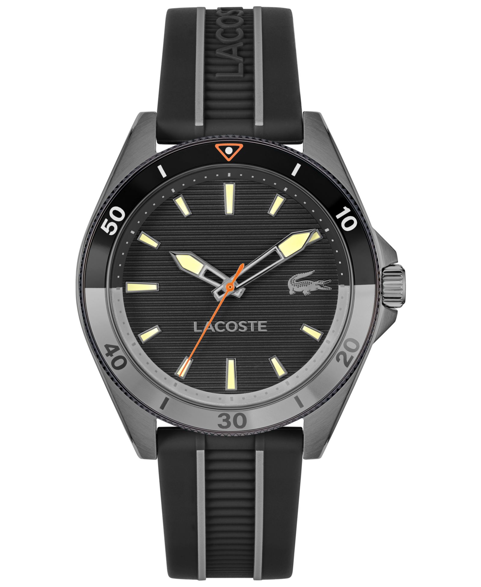 Lacoste Men's Mainsail Black Silicone Strap Watch, 43mm