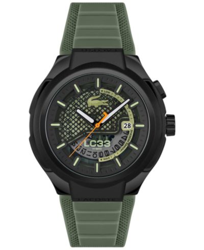 Lacoste Мужские часы LC33 Mech Hybrid Automatic с зеленым силиконовым ремешком, 44mm