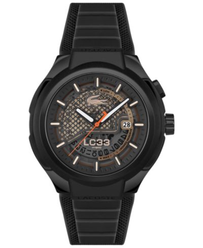 Часы Lacoste Men's LC33 Mech Hybrid Automatic, черный силиконовый ремешок, 44mm