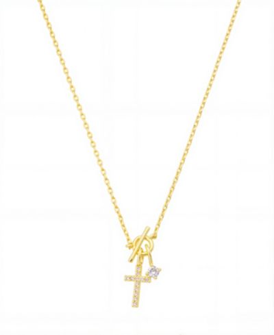 Unwritten Cubic Zirconia Cross Round Cubic Zirconia Necklace