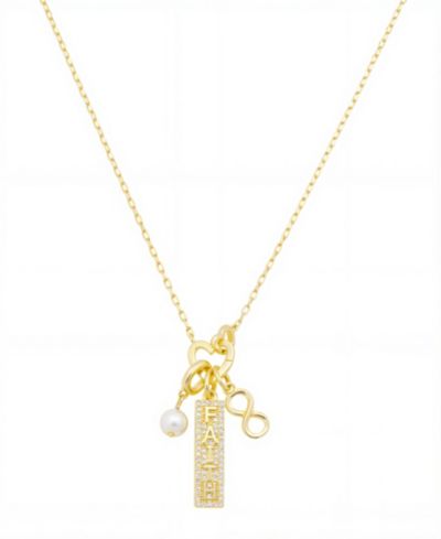 Unwritten "FAITH" Cubic Zirconia Infinity Double Heart Carabiner Charm Holder Necklace