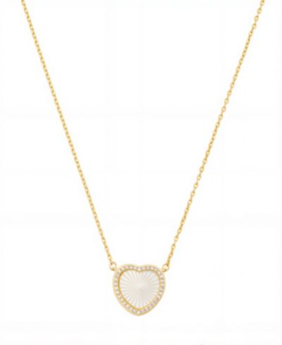 Unwritten Mother of Pearl Inlay Cubic Zirconia Heart Necklace