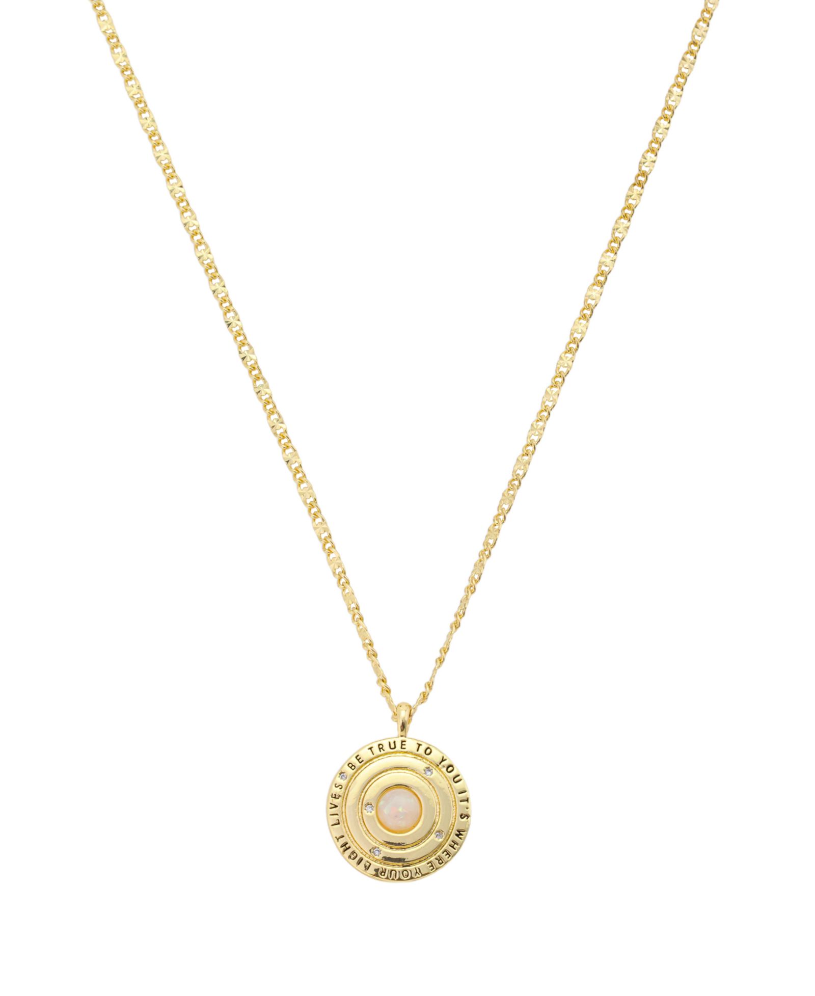 Подвеска Unwritten Gold Plated Cubic Zirconia Faux Opal Round