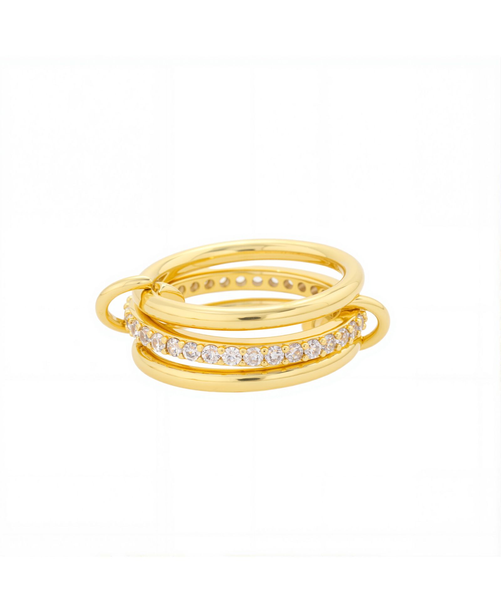 Unwritten Gold Cubic Zirconia Triple Interlocked Stack Ring