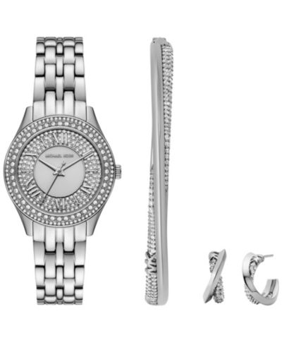 Женский набор часов Michael Kors Harlowe Three-Hand Silver-Tone Stainless Steel, 33mm