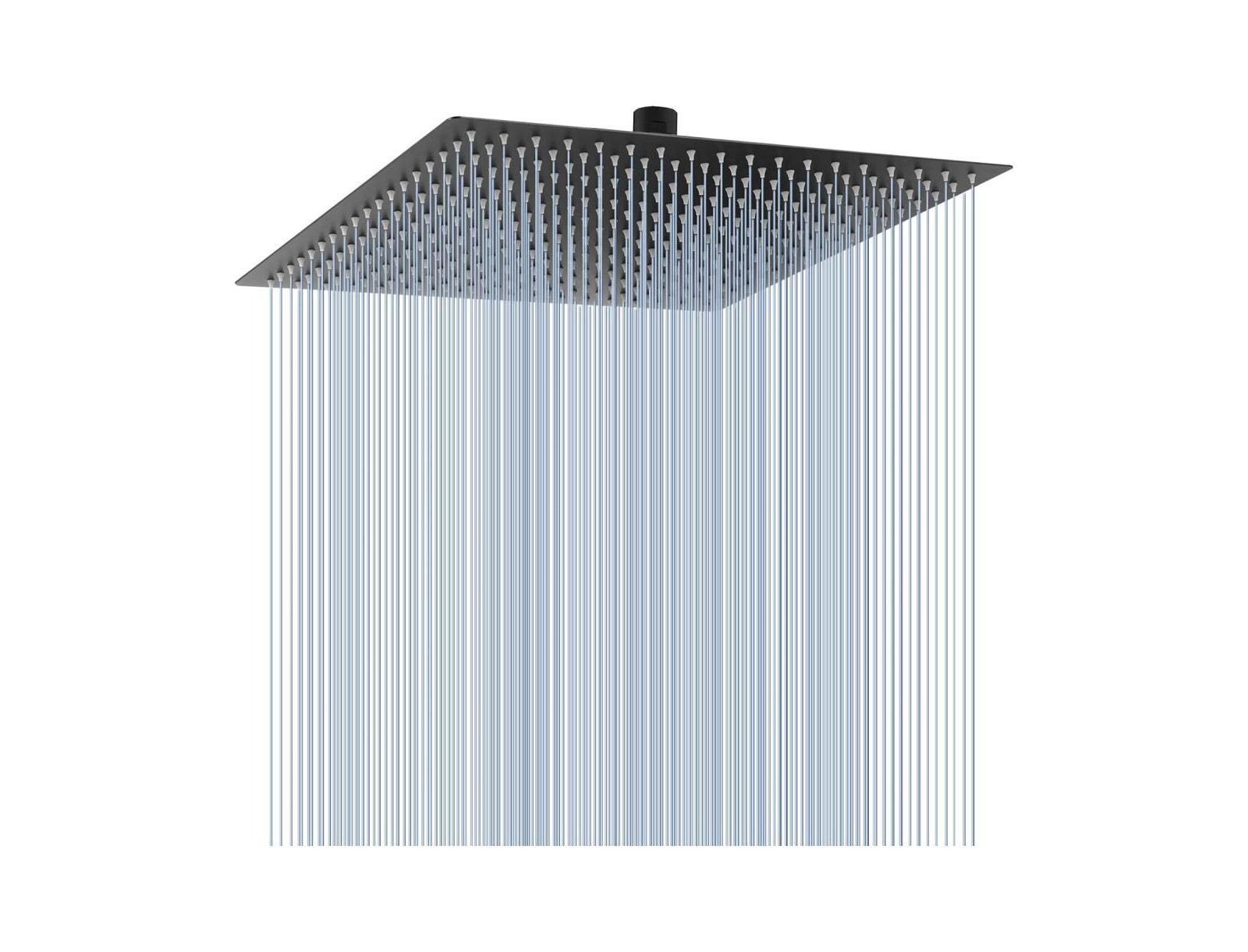 RAINSKEN 16 Inch Oversize Stainless Steel Rain Shower Head - Matte Black High Pressure Shower Head, Square Rainfall Shower Head