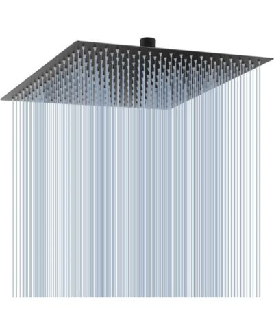 RAINSKEN 16 Inch Oversize Stainless Steel Rain Shower Head - Matte Black High Pressure Shower Head, Square Rainfall Shower Head