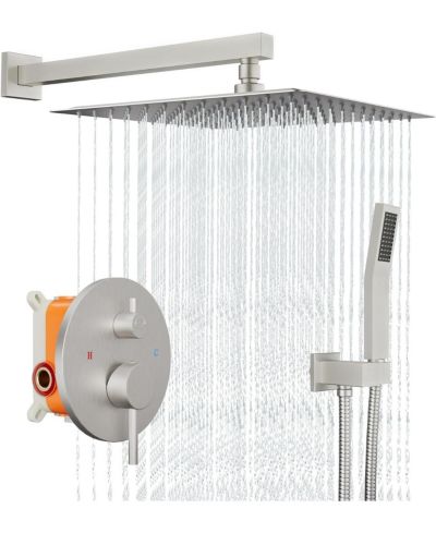 gaomon Bathroom Shower Faucet Set, 12 Inch Rainfall Shower Head with Handheld Combo, Wall Mounted Shower System Shower Fixtures
