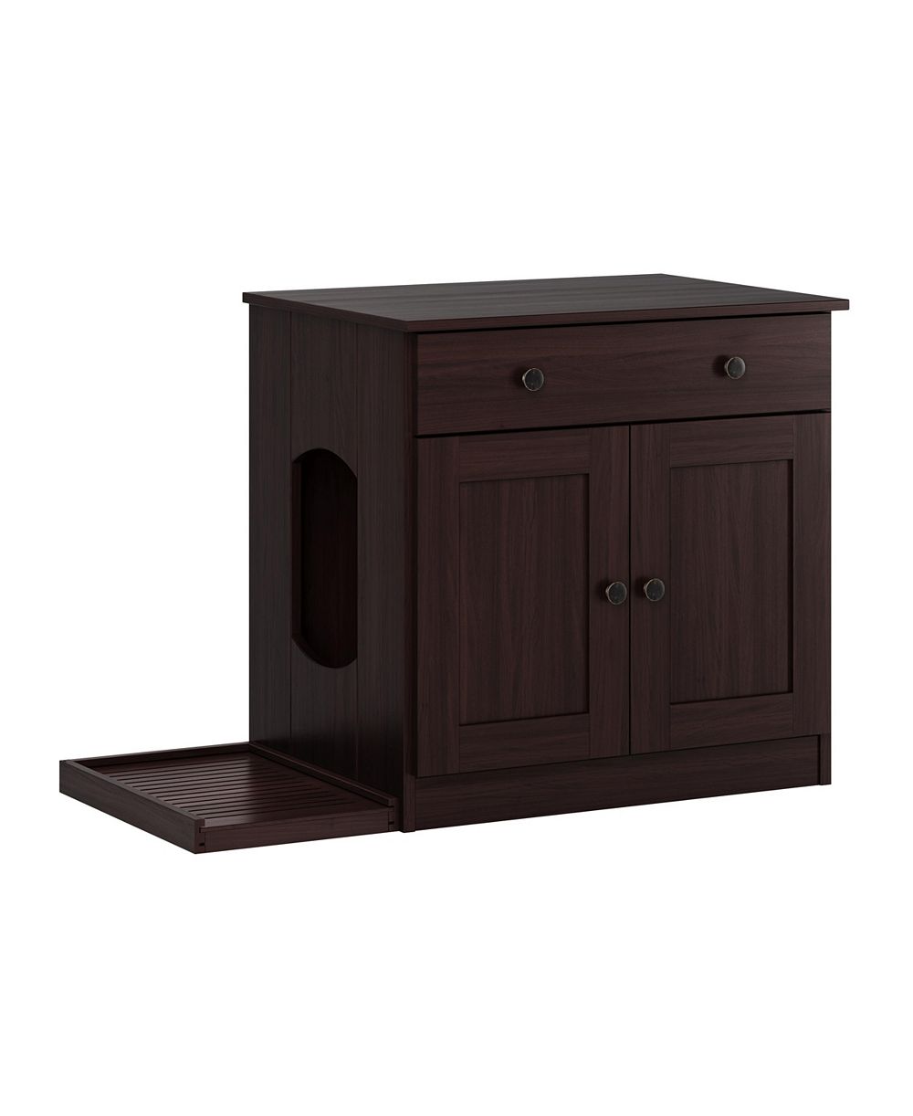 Palace Imports 100% Solid Wood Ziva 2-Door Cat Litter Box Enclosure with Litter Catch