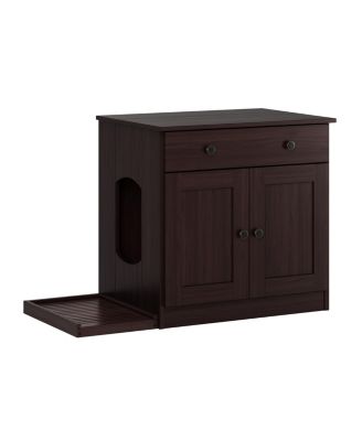 Palace Imports 100% Solid Wood Ziva 2-Door Cat Litter Box Enclosure with Litter Catch