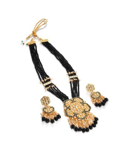 SOHI Kundan Beaded Gold-Plated Jewelry 2-Piece Set