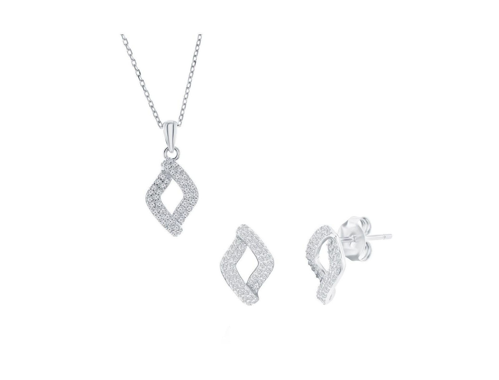 Набор колье и серег Sterling Pave CZ Marquise Simona