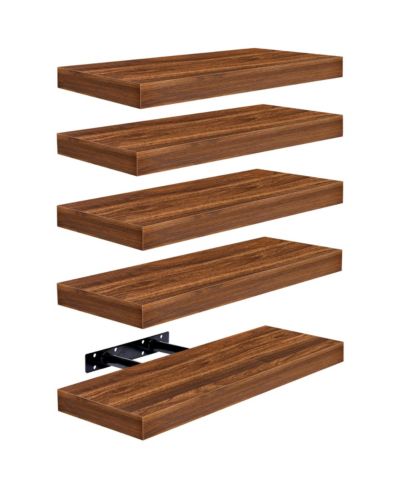Sorbus 5 Pack 16 Inch Long Floating Wall Shelves for Bedroom, Decor, Kitchen, Living Room - for Trophies, Frames, Bookshelf