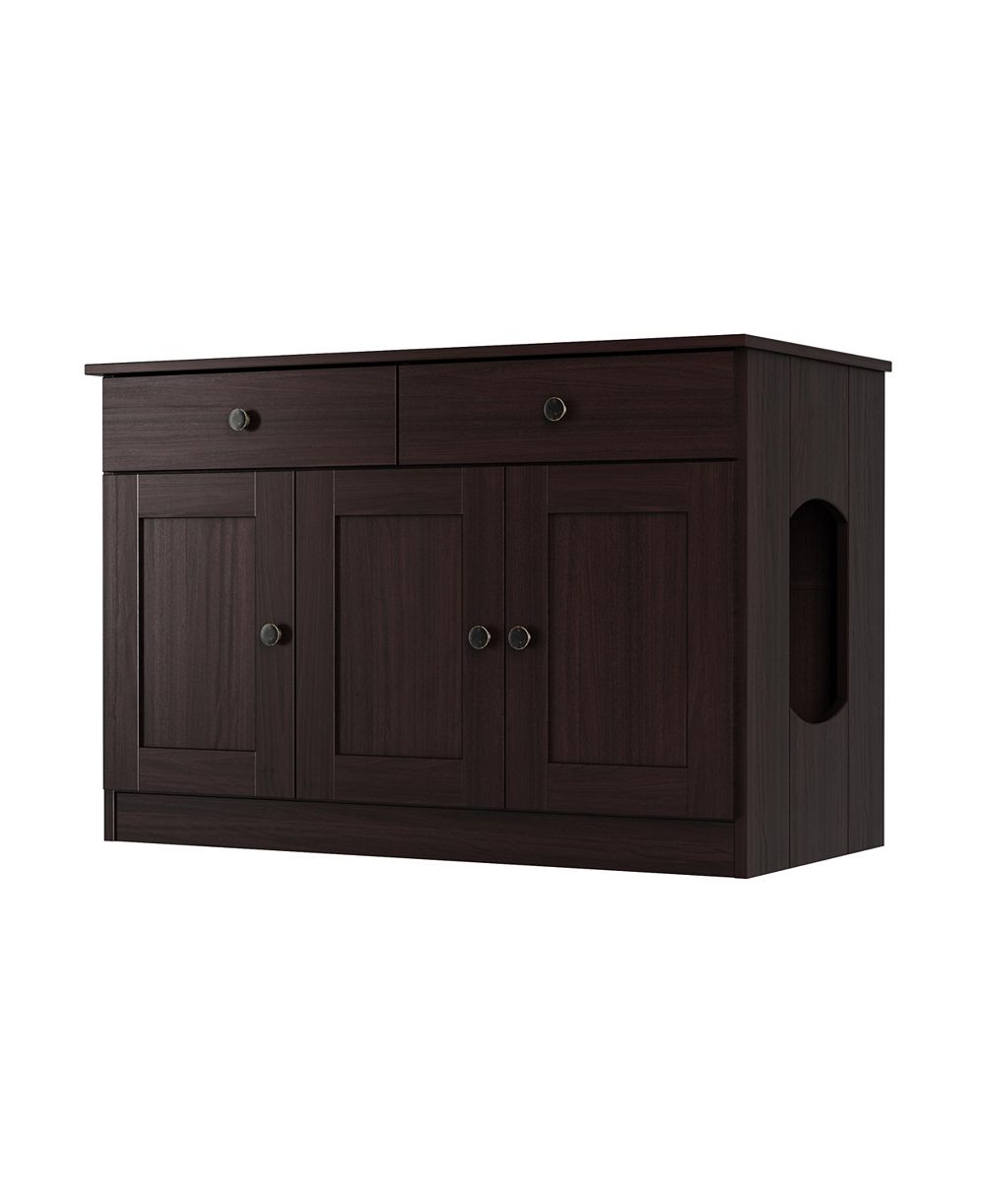 Palace Imports 100% Solid Wood Ziva 3-Door Cat Litter Box Enclosure