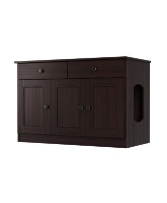 Palace Imports 100% Solid Wood Ziva 3-Door Cat Litter Box Enclosure
