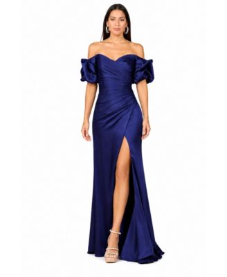 Lara Женское атласное платье Off Shoulder с разрезом