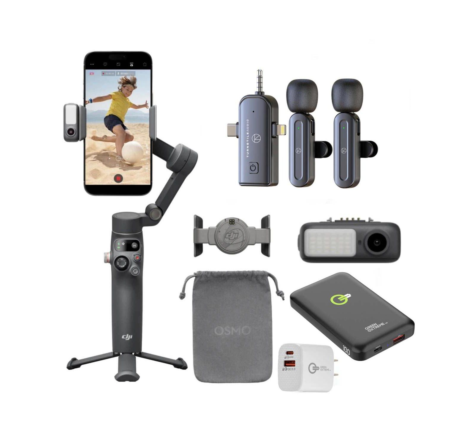 DJI Osmo Mobile 7P Smartphone Gimbal, w/Lav Mic, Power Bank  Wall Charger