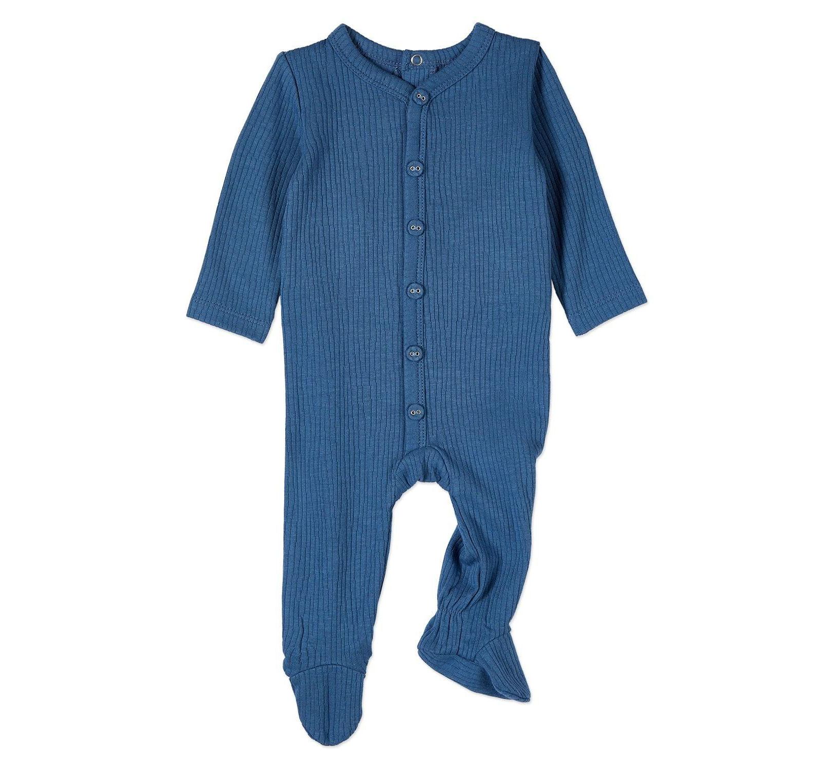 Детский комбинезон MeMoi Baby and Toddler Solid Color Ribbed Cotton Blend Button-Down Footie