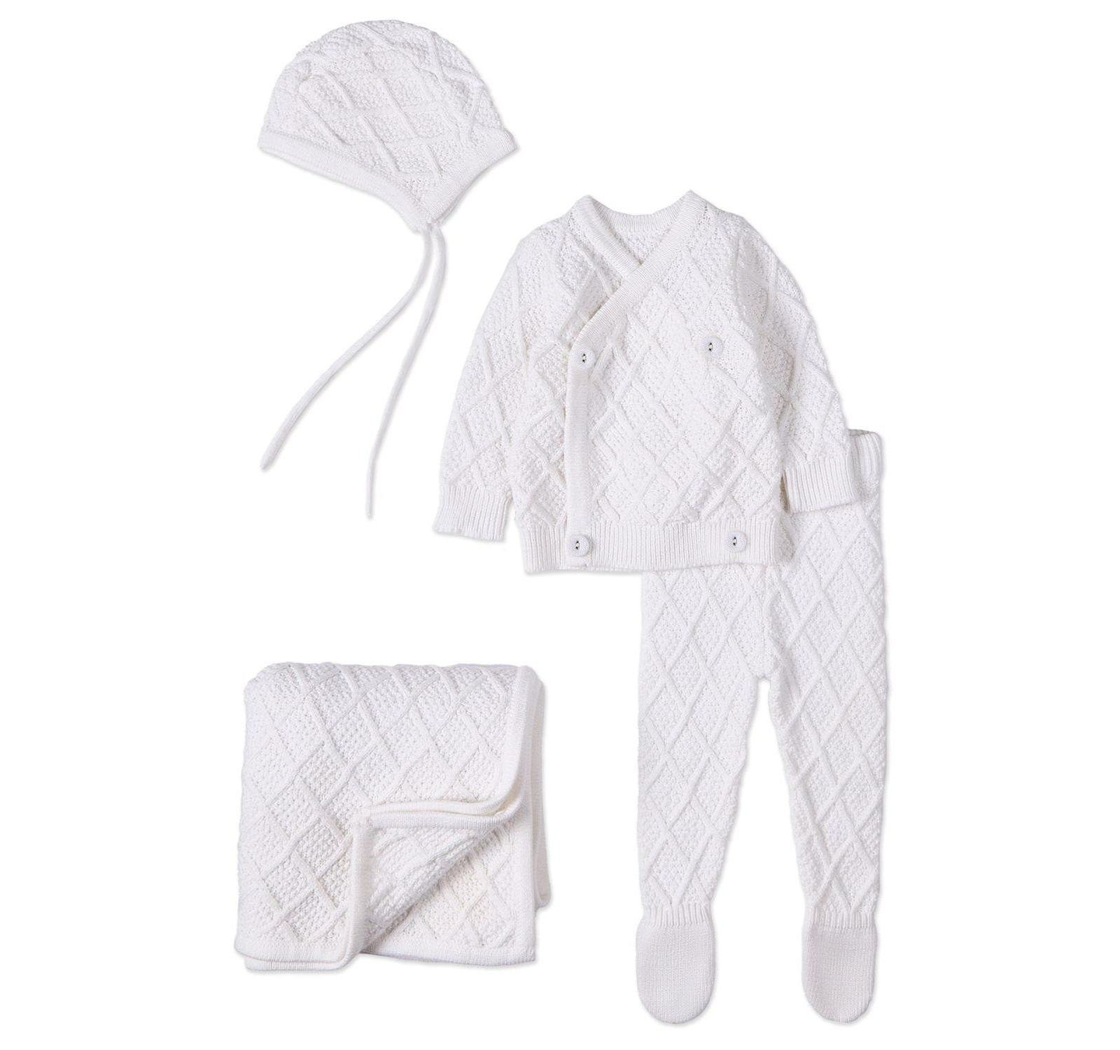 MeMoi Детский набор из 3 предметов Simply Sweet White 100% хлопковый вязаный кардиган для девочек