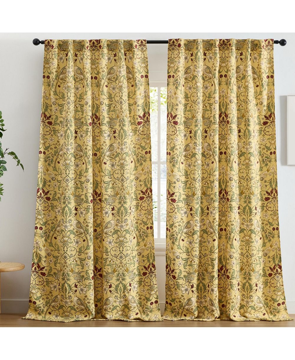 Набор из 2 штор HLC.ME Florence Floral & Birds, светонепроницающие панели для спальни
