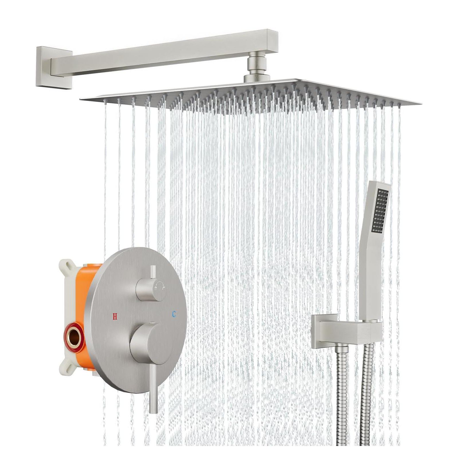 gaomon Pressure-Balanced Wall Mounted Shower System with Rainfall Shower Head and Handheld Combo