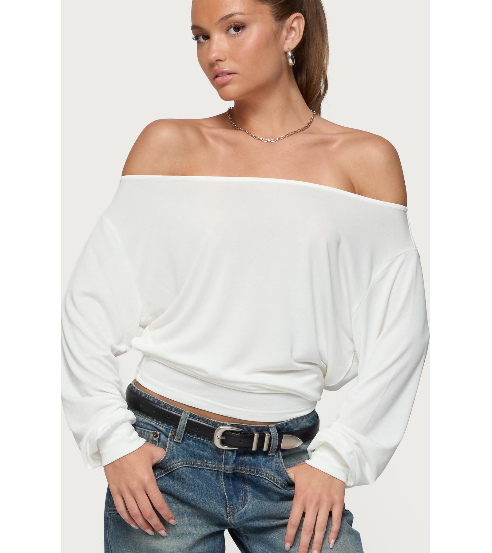 Edikted Женский топ Nannie Off Shoulder Oversized