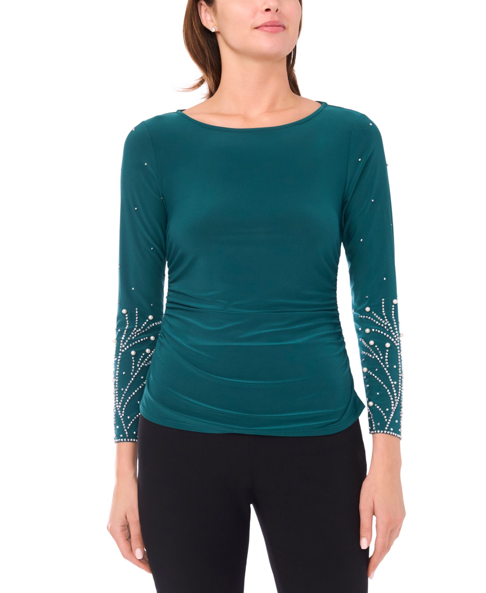 MSK Women's Side Cinched Boat Neck Top