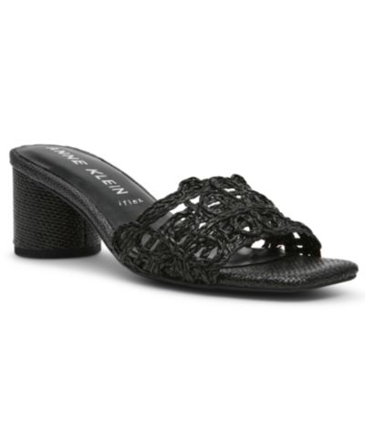 Anne Klein Women's Flores Block Heel Raffia Dress Sandals