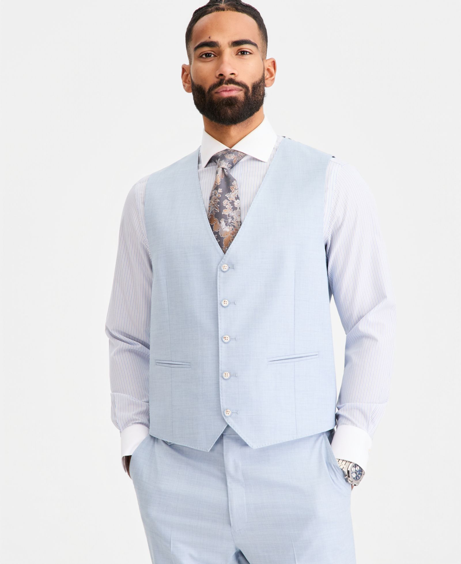 Tayion Collection Men's Classic-Fit Suit Separate Vest