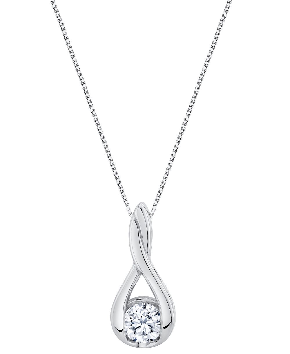 Sirena Lab Grown Diamond Knot Pendant ожерелье 14k White or Yellow Gold