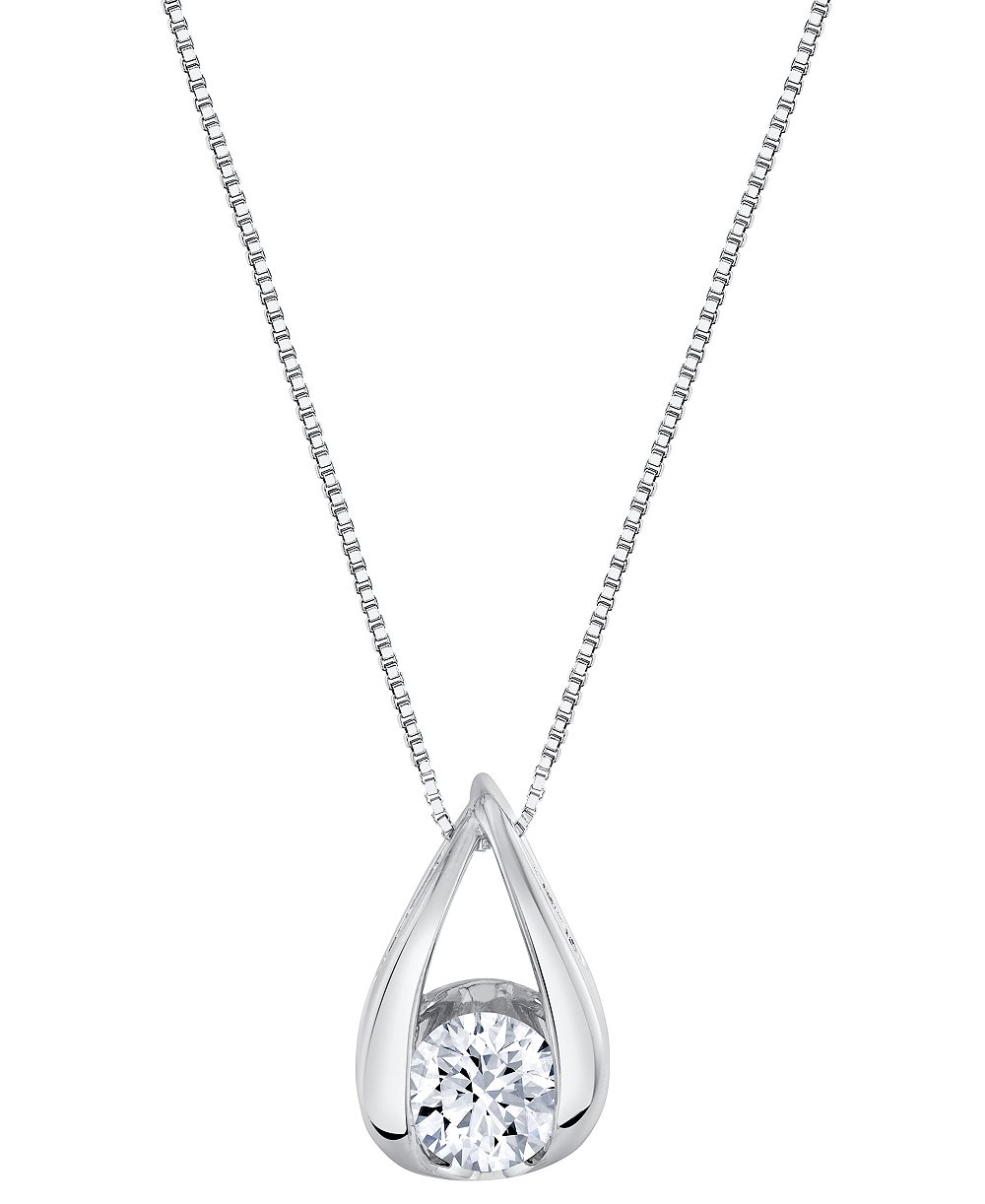 Sirena Lab Grown Diamond Pear Shape Pendant Necklace (1 ct. t.w.) in 14k White or Yellow Gold