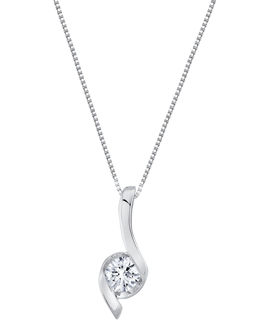 Sirena Lab Grown Diamond Signature Pendant Necklace (1 ct. t.w.) in 14k White or Yellow Gold