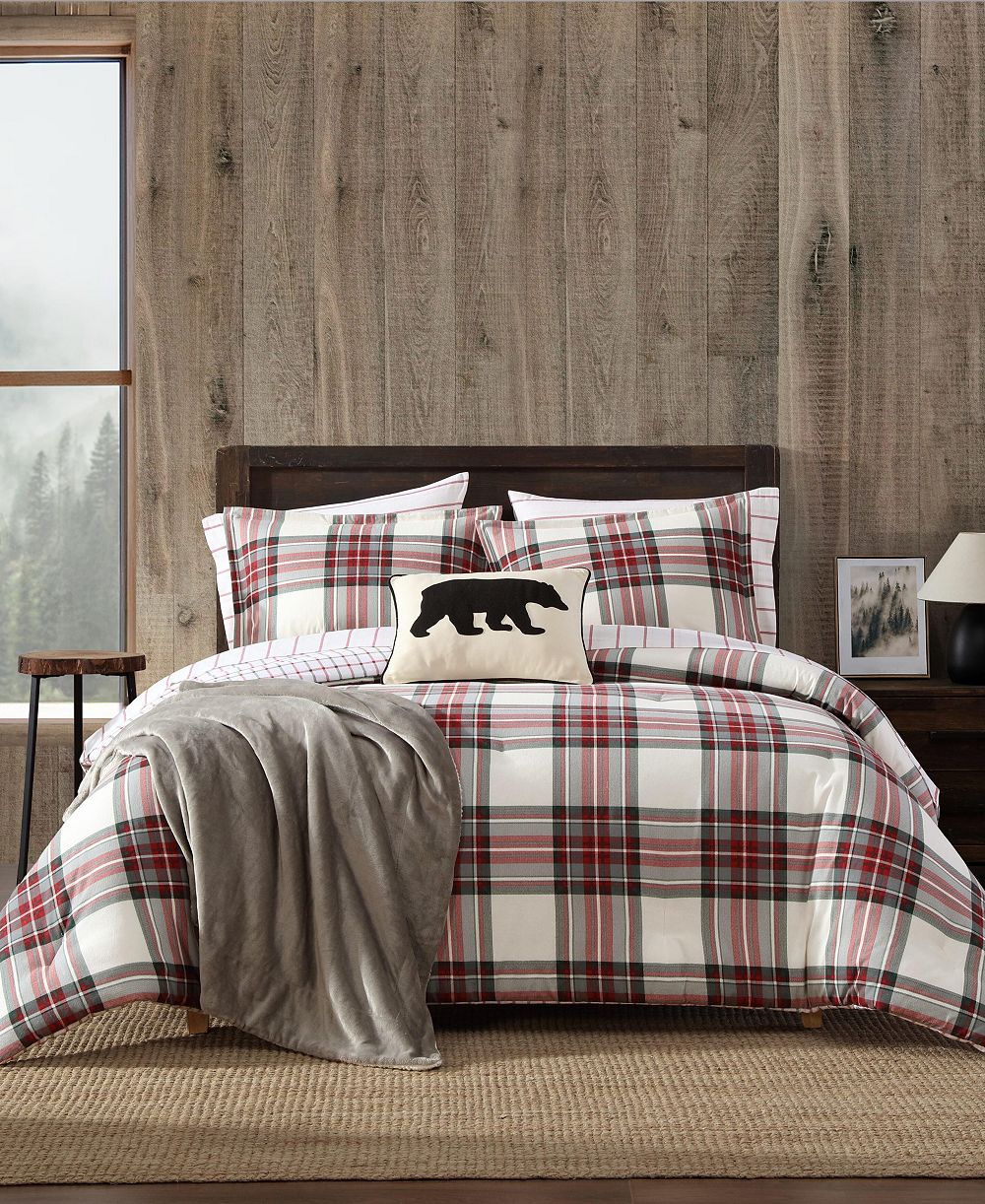 Eddie Bauer Serenity Plaid Printed Flannel 3-Pc. Comforter Set, King