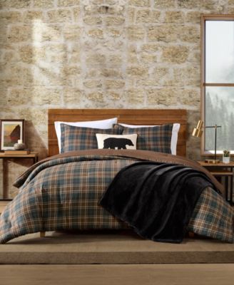 Eddie Bauer Huntley Plaid Microfiber 3-Pc. Comforter Set, Full/Queen