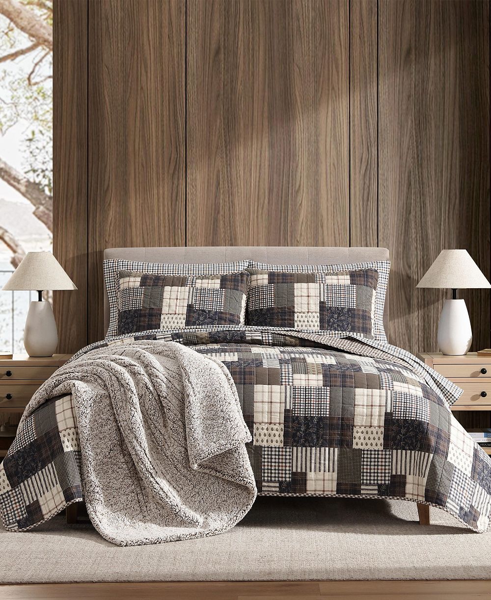 Стяжка Eddie Bauer Antique Cotton Reversible 3-Pc. Quilt Set, Full/Queen