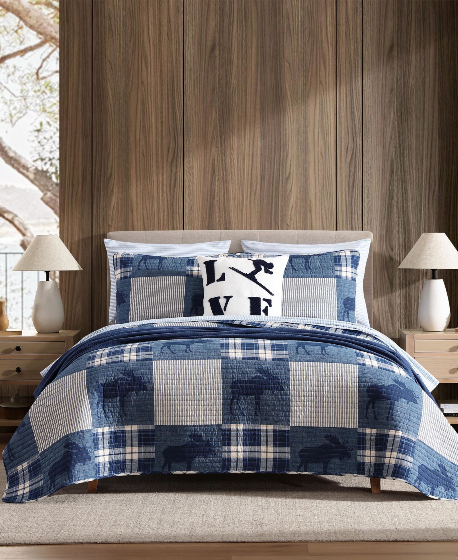 Eddie Bauer Moose Plaid Cotton Reversible 2-Pc. Quilt Set, Twin