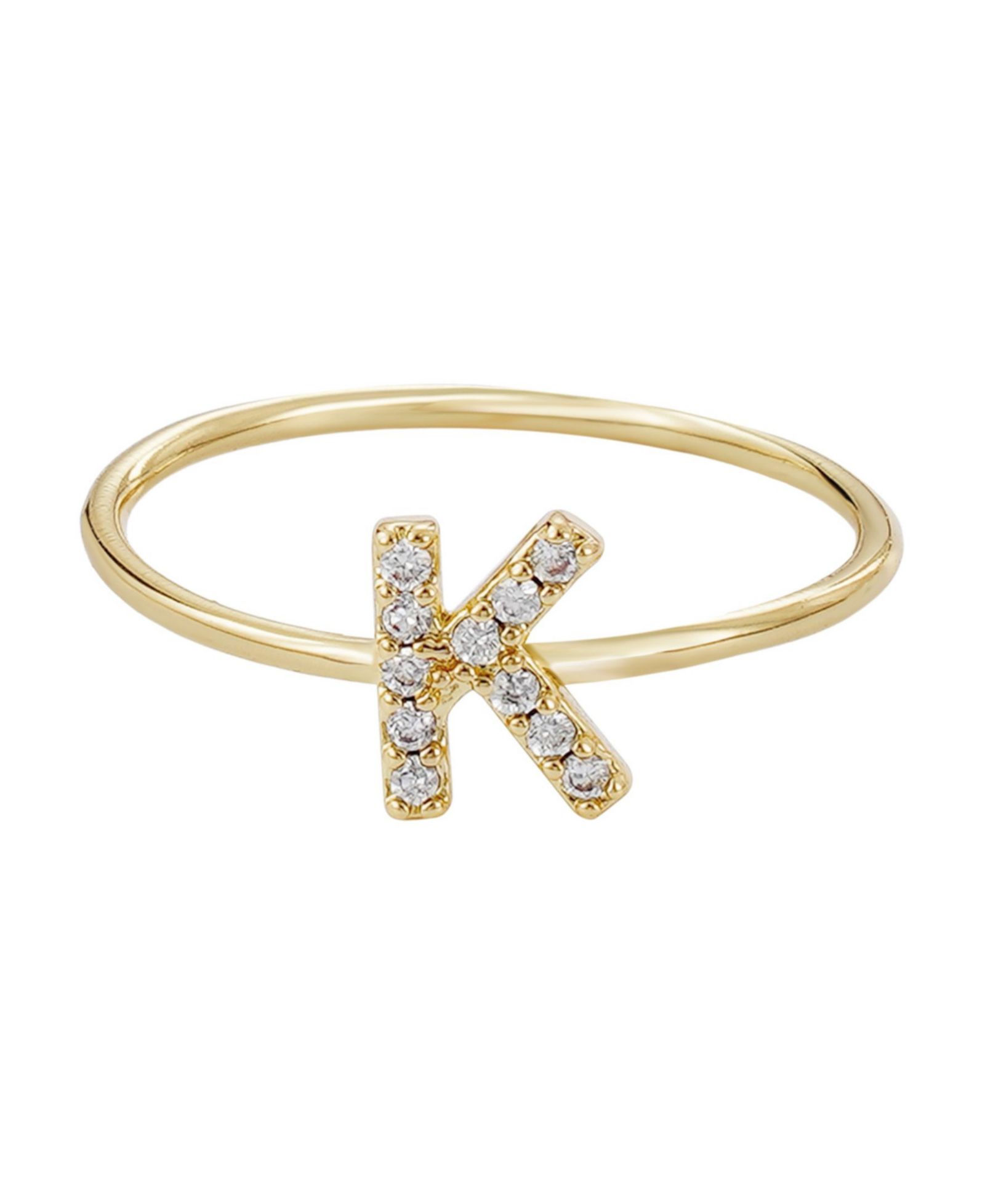 ADORNIA Gold Cubic Zirconia Pave Initial Ring sz 6