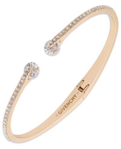 Givenchy Cubic Zirconia Crystal Stone Gold-Tone Cuff Bracelet