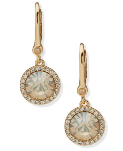 Серьги-подвески DKNY Glass Inlay Stone Gold-Tone