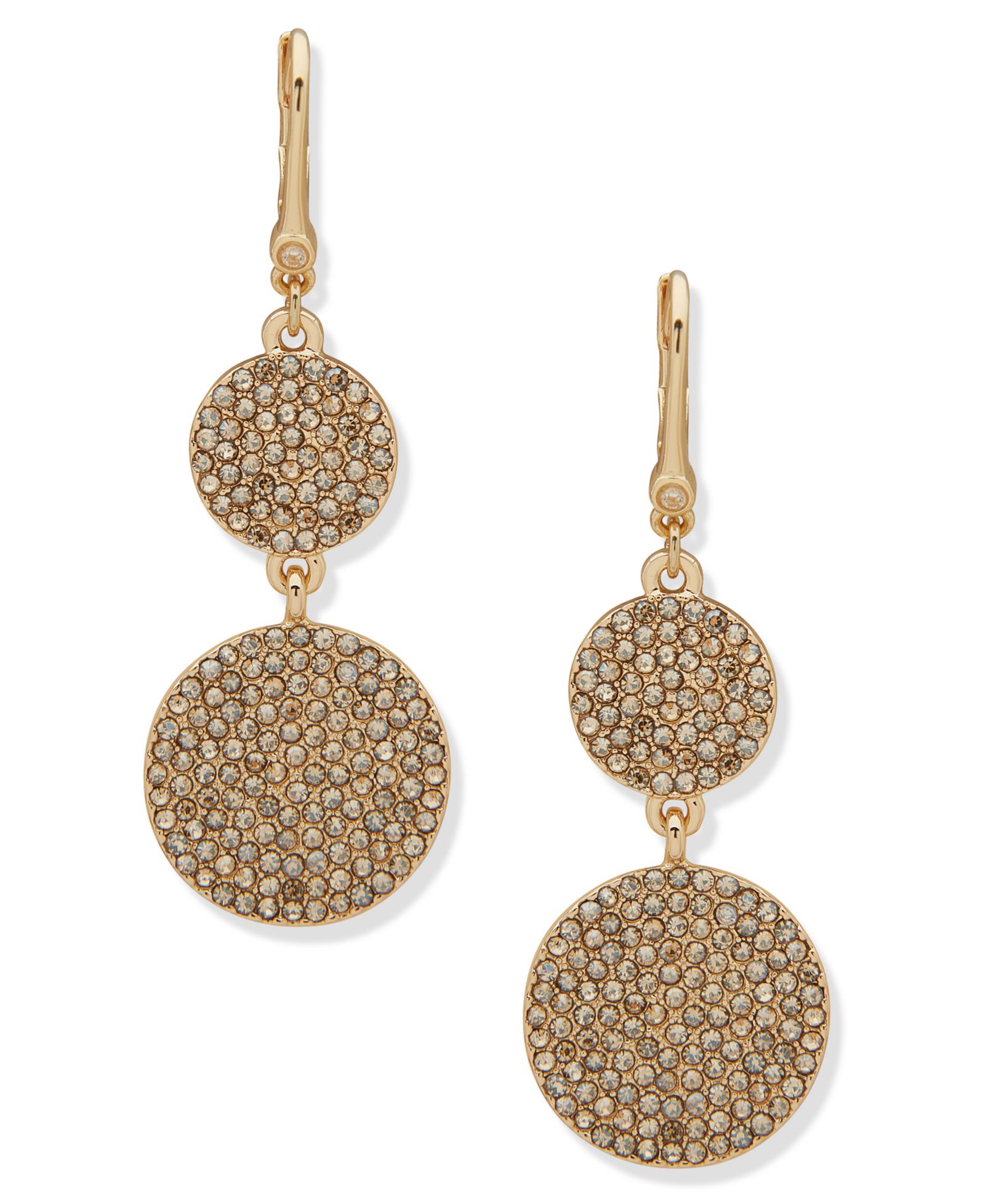 Серьги-подвески DKNY Glass Gold-Tone Dynamic Pave Disc