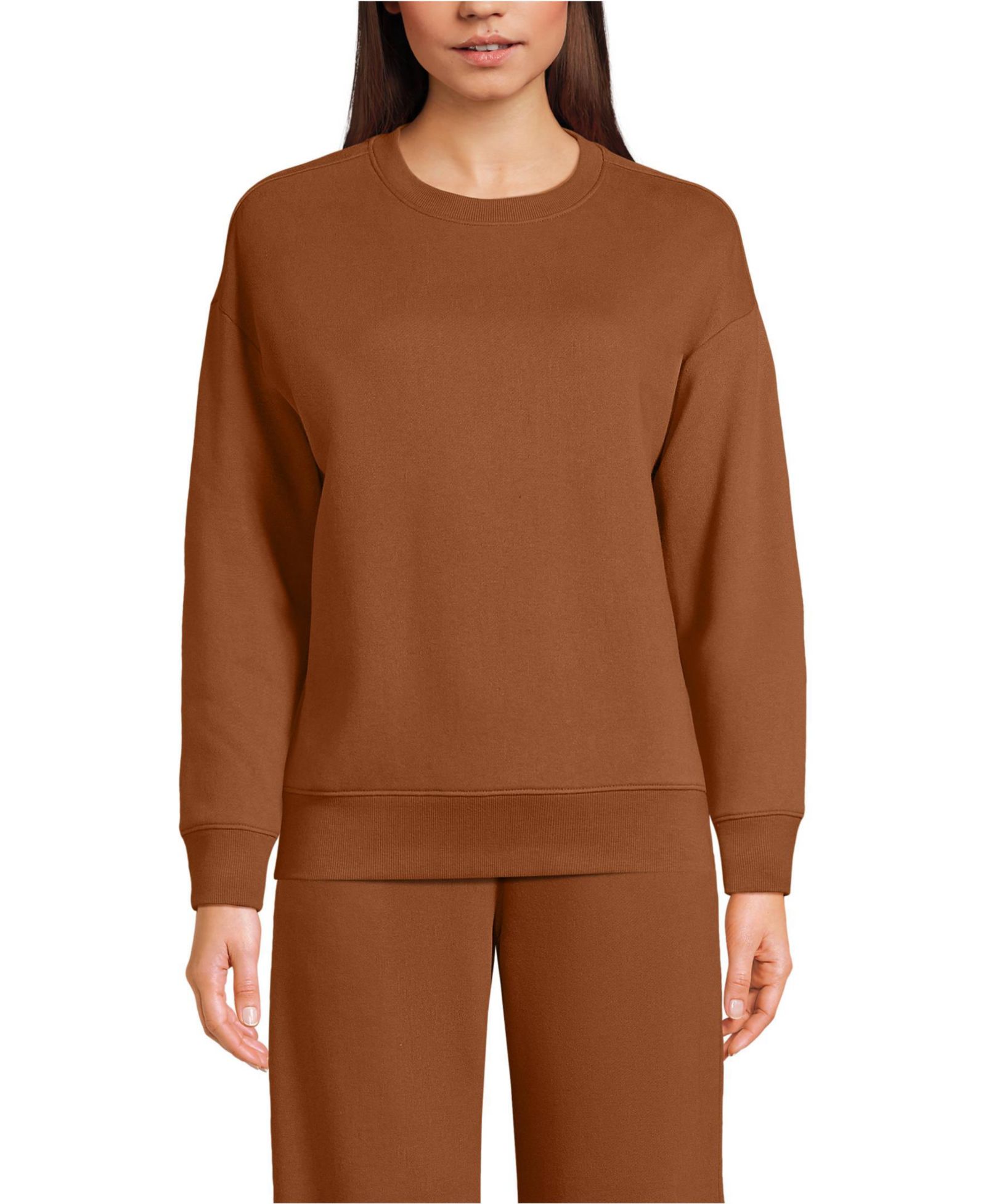 Lands' End Women's Relaxed Serious Sweats Long Sleeve Crewneck Sweatshirt