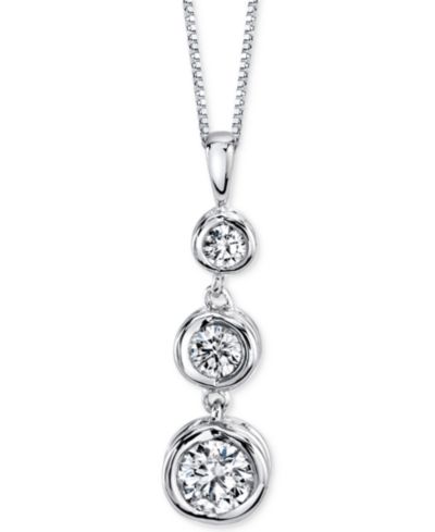 Sirena Energy Diamond Three-Stone Pendant Necklace (1/3 ct. t.w.) in 14k Yellow Gold or White Gold