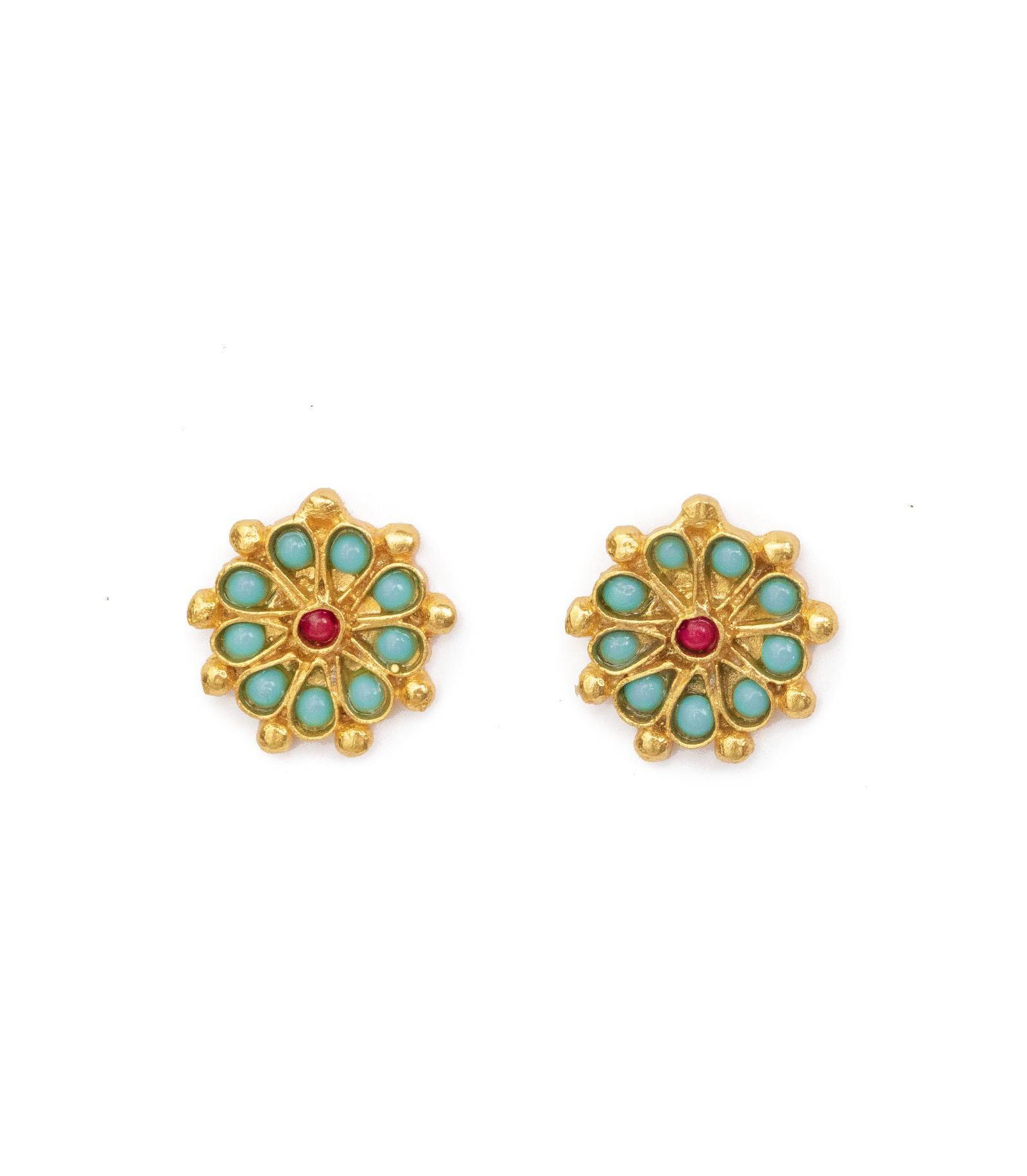 Ottoman Hands Agate Beaded Stud Earrings