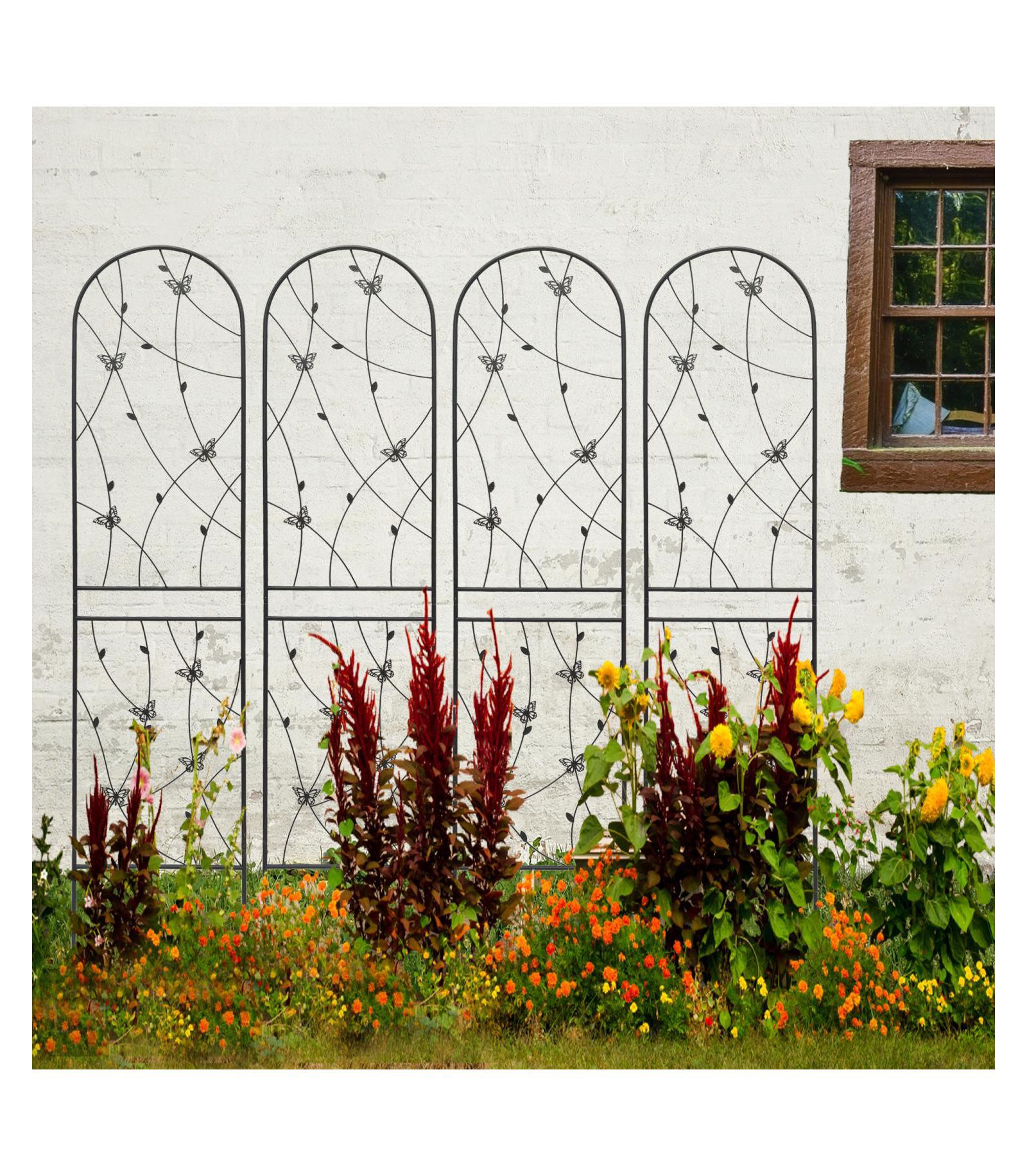 Streamdale Furniture 86.7" 4 Pack Metal Garden Trellis