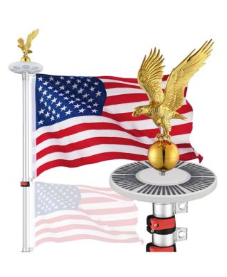 Yescom EZ GO 20ft Eagle Topper телескопический комплект флагштока с солнечным светом для улицы 3x5' US Flag Ball Top, Silver