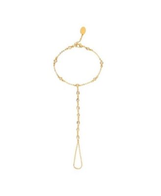 Plated Cubic Zirconia Hand Chain Bracelet