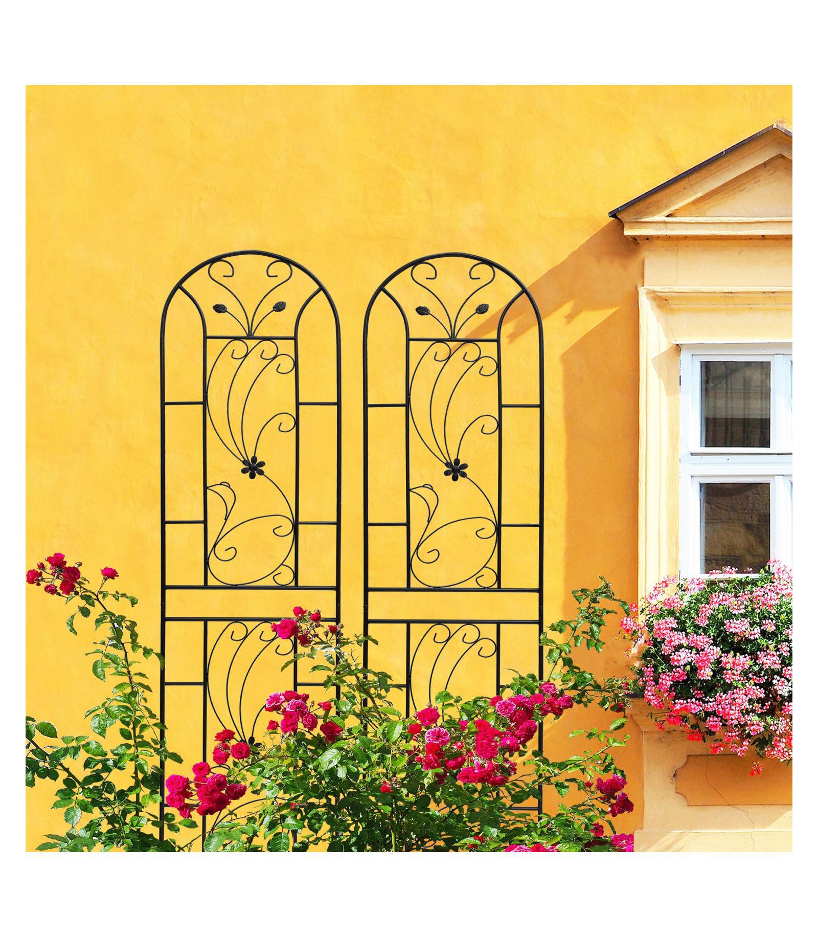 Streamdale Furniture 2-Pack Metal Garden Trellis, 86,7" Rustproof, Peacock Style